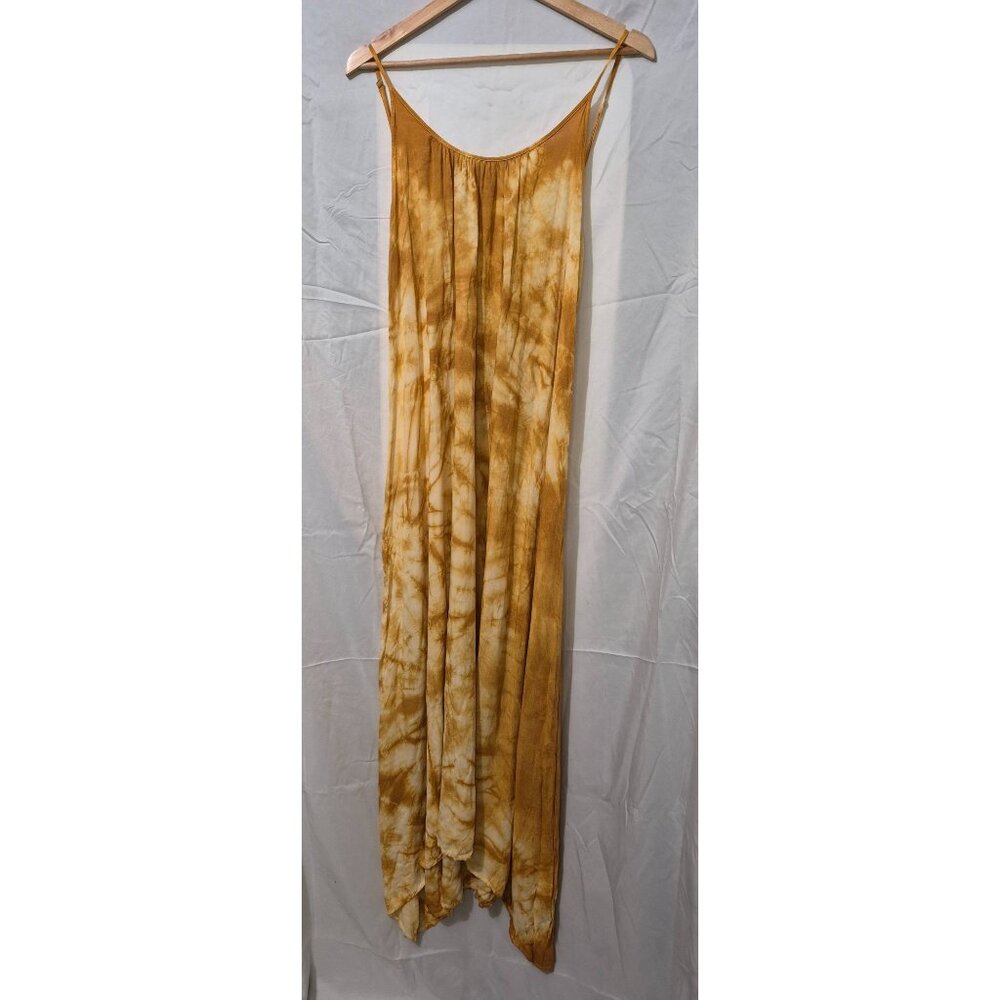 Raviya Medium Maxi Yellow Gold Tie Dye Hippie Retro Boho Festival Beach Dress